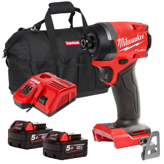 Milwaukee M18FID3-0 18V Fuel Brushless 1/4" Impact Driver with 2 x 5.0Ah Battery, Charger & Bag - MonkeyTools