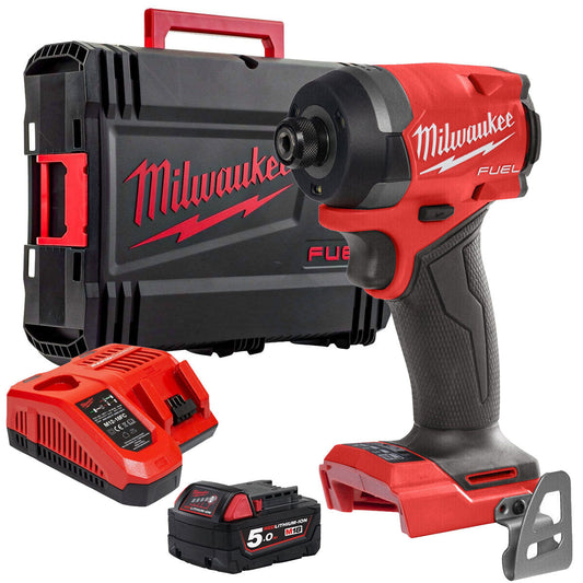 Milwaukee M18FID3-0 18V Fuel Brushless Impact Driver with 1 x 5.0Ah Battery Charger & Carry Case - MonkeyTools