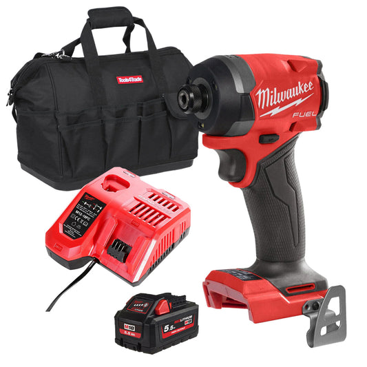 Milwaukee M18FID3-0 18V Fuel Brushless Impact Driver with 1 x 5.5Ah Battery Charger & Bag - MonkeyTools