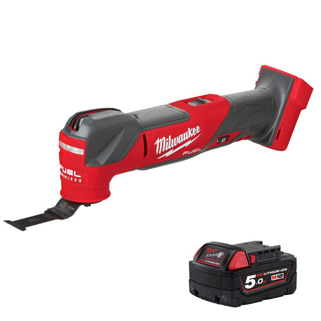 Milwaukee M18FMT-0 18V FUEL Oscillating Multi-Tool with 1 x 5.0Ah Battery - MonkeyTools