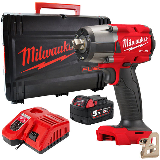 Milwaukee M18FMTIW2F38-0X 18V Fuel Brushless 3/8" Impact Wrench with 1 x 5.0Ah Battery Charger & Case - MonkeyTools