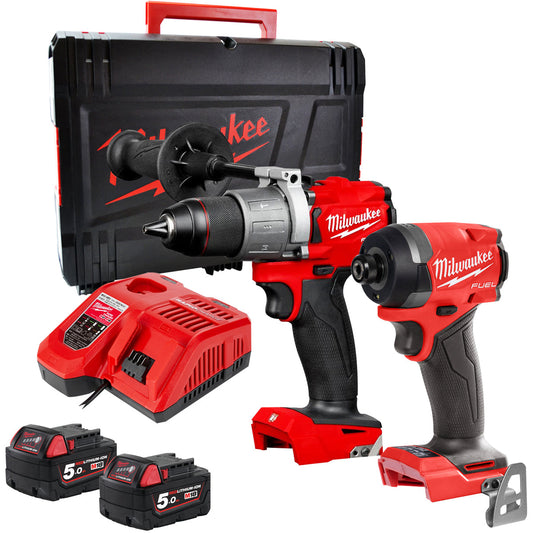 Milwaukee M18FPP2A3-502X 18V Fuel Combi Drill + Impact Driver with 2 x 5.0Ah Battery Charger & Case 4933480876 - MonkeyTools