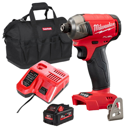 Milwaukee M18FQID-0 18V 1/4" Fuel Brushless Impact Driver with 1 x 5.5Ah Battery Charger & Bag - MonkeyTools