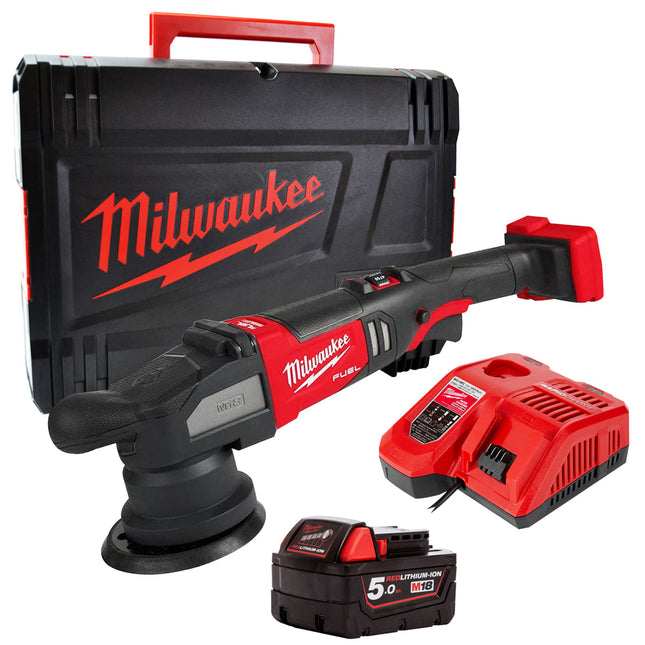 Milwaukee M18FROP15-0X 18V Brushless 125mm Random Orbital Polisher with 1 x 5.0Ah Battery & Charger - MonkeyTools