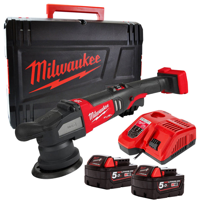 Milwaukee M18FROP15-0X 18V Brushless 125mm Random Orbital Polisher with 2 x 5.0Ah Battery & Charger - MonkeyTools