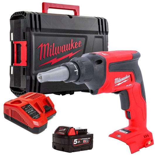 Milwaukee M18FSGC-0X 18V Fuel Brushless Drywall Screwgun with 1 x 5.0Ah Battery Charger & Case - MonkeyTools
