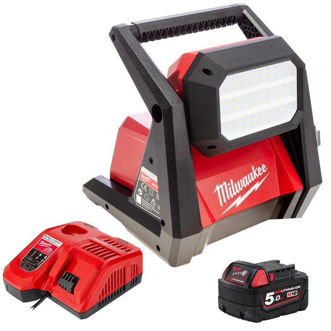 Milwaukee M18HOAL-0 18V High Output Area Light with 1 x 5.0Ah Battery & Charger - MonkeyTools
