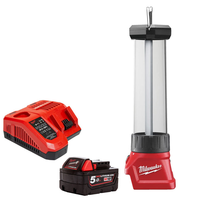 Milwaukee M18LL-0 18V LED Lantern Light with 1 x 5.0Ah Battery & Charger - MonkeyTools