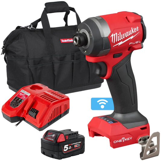 Milwaukee M18ONEID3-0 18V Fuel One-Key Brushless Impact Driver with 1 x 5.0Ah Battery Charger & Bag - MonkeyTools