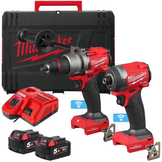 Milwaukee M18ONEPP2A3-502X 18V Fuel Brushless Combi Drill & Impact Driver with 2 x 5.0Ah Batteries Charger & Case 4933493245 - MonkeyTools