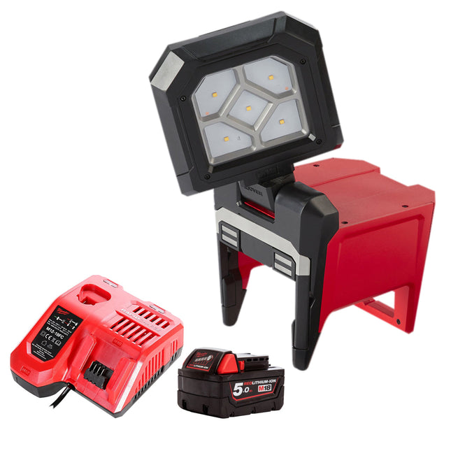 Milwaukee M18PAL-0 18V Pivoting Area Light with 1 x 5.0Ah Battery & Charger - MonkeyTools