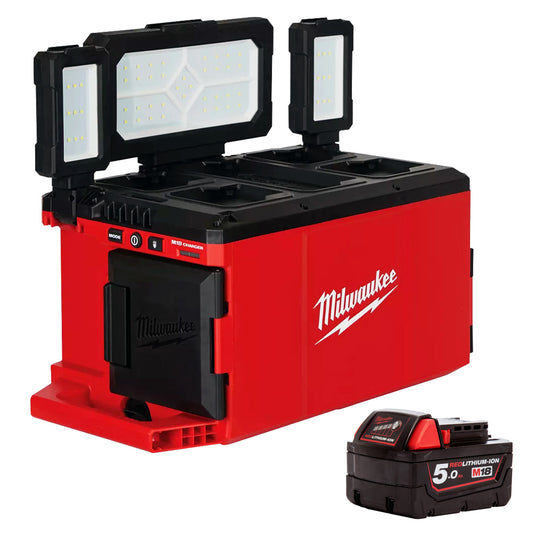 Milwaukee M18POALC-0 18V Packout Area Light & Charger with 1 x 5.0Ah Battery - MonkeyTools