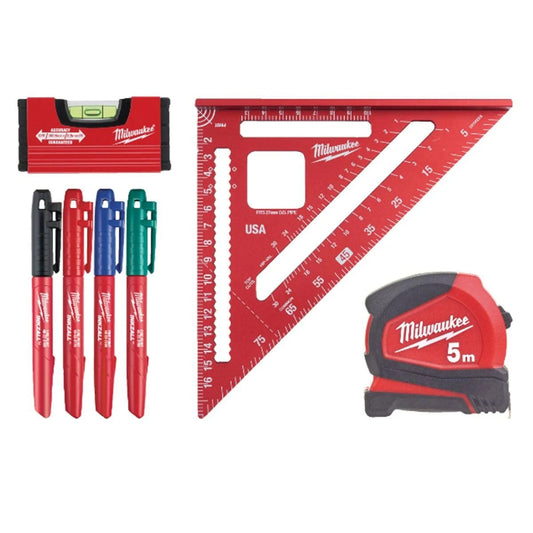 Milwaukee Measuring Layout Set 7 Piece for Electricians & Plumbers 4932498327 - MonkeyTools