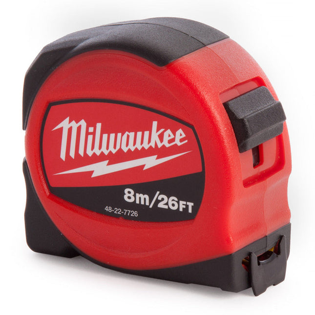 Milwaukee S8-26/25 8m/26ft Compact Tape Measure 48227726 - MonkeyTools