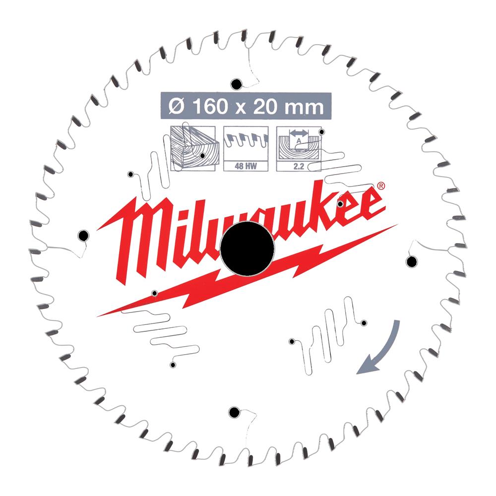 Genuine Milwaukee 4932471291 Wood Cutting Circular Saw Blade 160mm x 20mm 48T - MonkeyTools