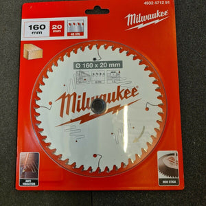 Genuine Milwaukee 4932471291 Wood Cutting Circular Saw Blade 160mm x 20mm 48T - MonkeyTools