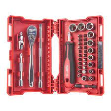 Milwaukee 1/4" Drive Ratchet & Socket Set - 38pc - Metric - 4932479096 - MonkeyTools