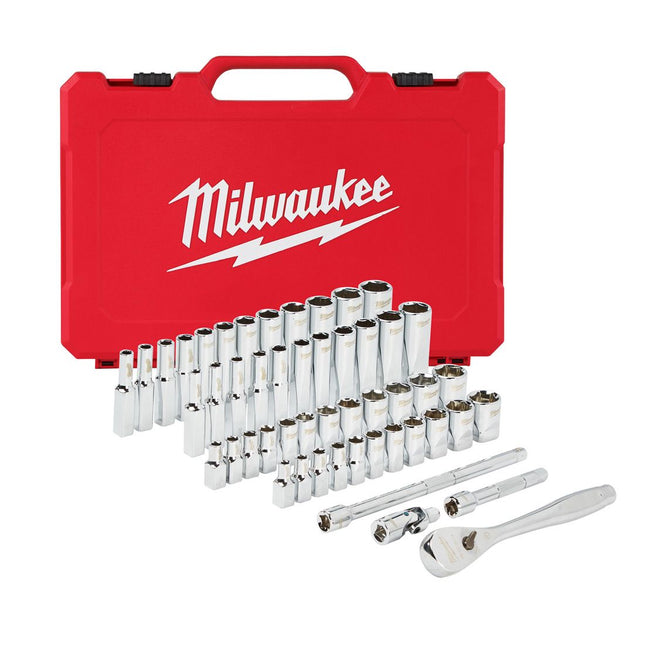 MILWAUKEE 1/4" DRIVE RATCHET & SOCKET SET SAE & METRIC X50 PCS 4932464944 - MonkeyTools
