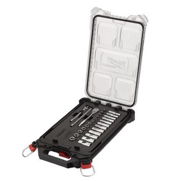Milwaukee 1/4" Metric 28pc Ratchet & Socket PackOut Kit Set - 4932478812 - MonkeyTools