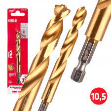 Milwaukee 10.5mm  Red HEX Shockwave Impact Duty Metal HSS Titanium Bit 48894724 - MonkeyTools