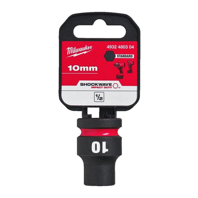 Milwaukee 10mm Shockwave Impact Duty 1/2" Drive Impact Socket 17.5mm Diameter 4932480304 - MonkeyTools
