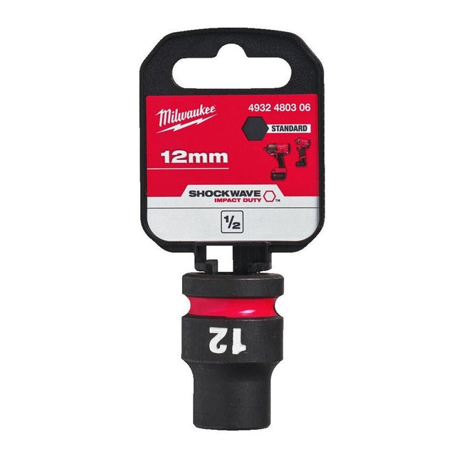 Milwaukee 12mm Shockwave Impact Duty 1/2" Drive Impact Socket 19mm Diameter 4932480306 - MonkeyTools