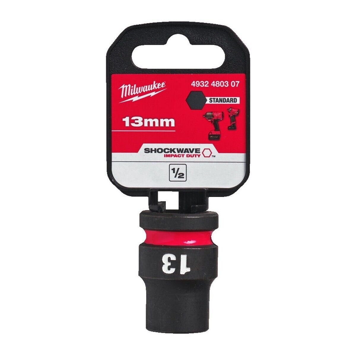 Milwaukee 13mm Shockwave Impact Duty 1/2" Drive Impact Socket 20mm Diameter 4932480307 - MonkeyTools