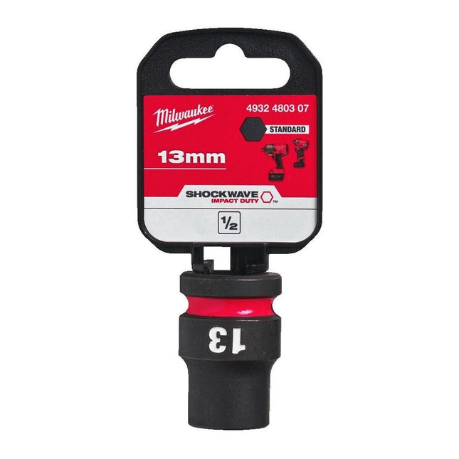 Milwaukee 13mm Shockwave Impact Duty 1/2" Drive Impact Socket 20mm Diameter 4932480307 - MonkeyTools