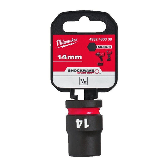 Milwaukee 14mm Shockwave Impact Duty 1/2" Drive Impact Socket 22mm Diameter 4932480308 - MonkeyTools