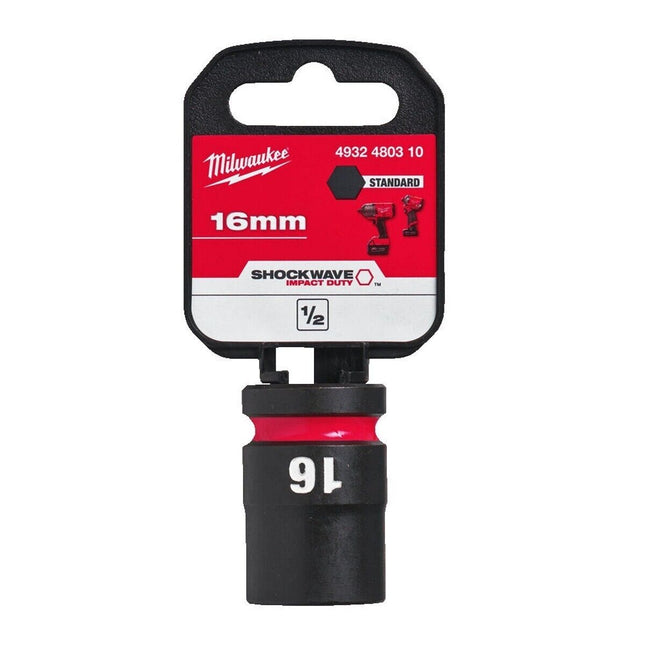 Milwaukee 16mm Shockwave Impact Duty 1/2" Drive Impact Socket 24mm Diameter 4932480310 - MonkeyTools