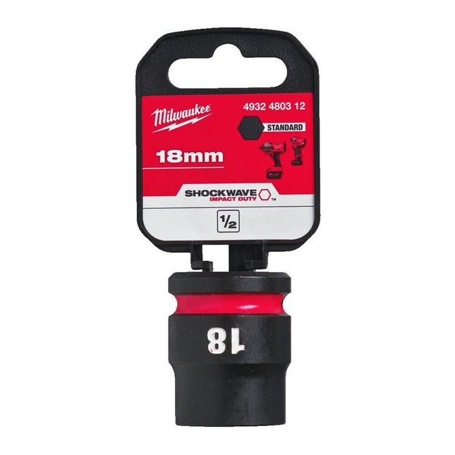 Milwaukee 18mm Shockwave Impact Duty 1/2" Drive Impact Socket 27.5mm Diameter 4932480312 - MonkeyTools