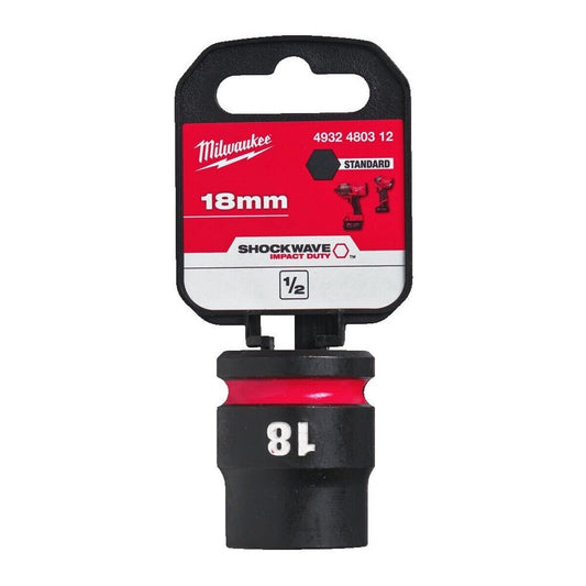 Milwaukee 18mm Shockwave Impact Duty 1/2" Drive Impact Socket 27.5mm Diameter 4932480312 - MonkeyTools