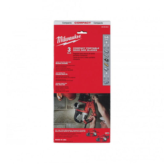 Milwaukee 18V Compact Bandsaw Blades - 900mm x 10 TPI - 3 Piece - 48390609 - MonkeyTools