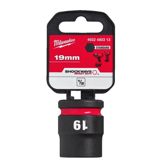 Milwaukee 19mm Shockwave Impact Duty 1/2" Drive Impact Socket 28.5mm Diameter 4932480313 - MonkeyTools