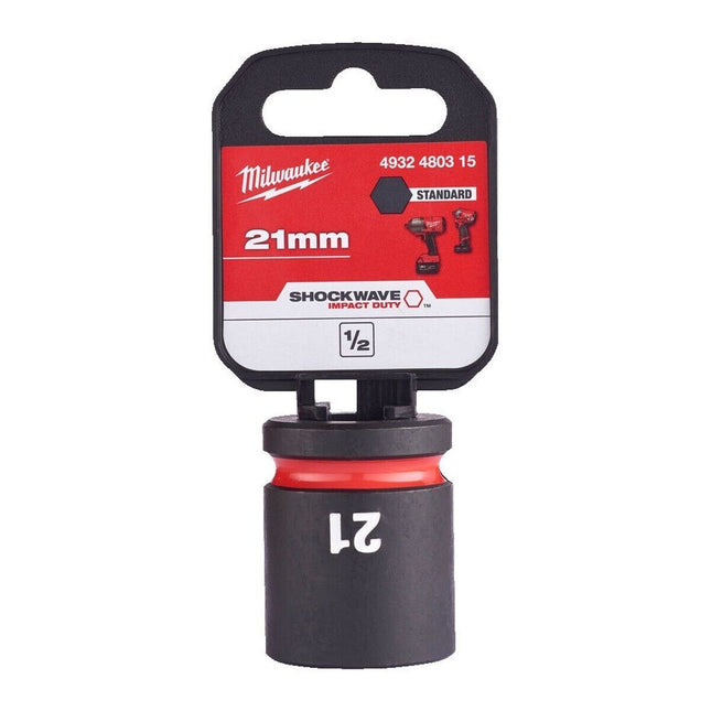 Milwaukee 21mm Shockwave Impact Duty 1/2" Drive Impact Socket 30mm Diameter - MonkeyTools