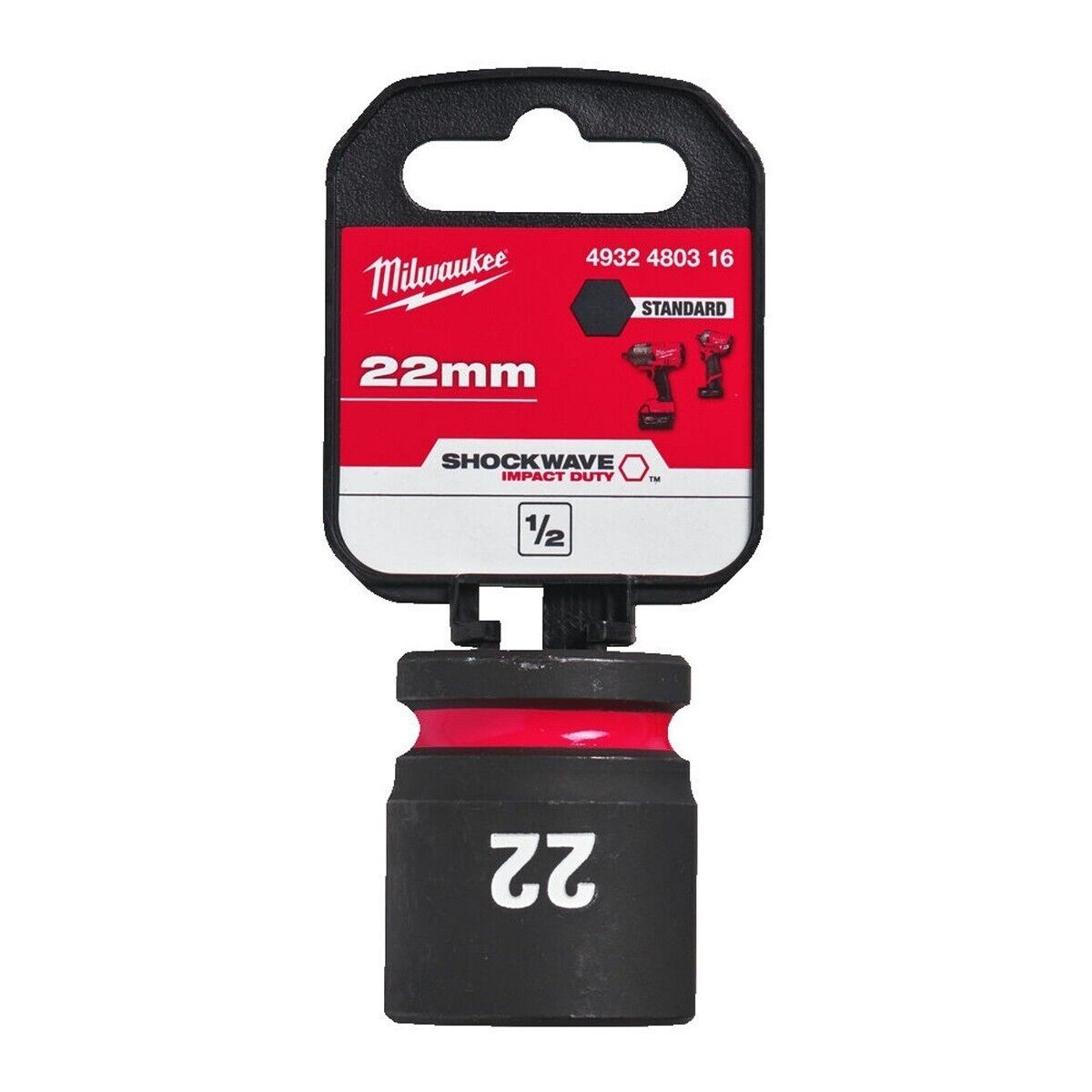 Milwaukee 22mm Shockwave Impact Duty 1/2" Drive Impact Socket 31.8mm Diameter 4932480316 - MonkeyTools