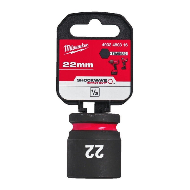 Milwaukee 22mm Shockwave Impact Duty 1/2" Drive Impact Socket 31.8mm Diameter 4932480316 - MonkeyTools