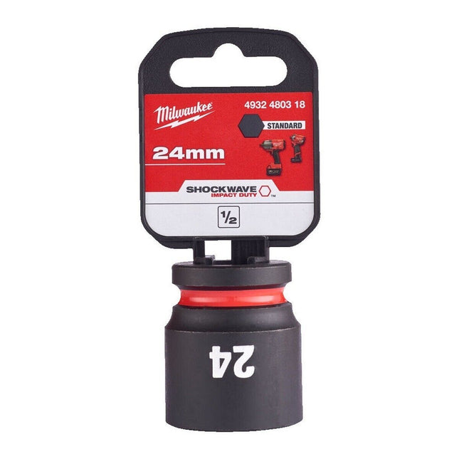 Milwaukee 24mm Shockwave Impact Duty 1/2" Drive Impact Socket 34.2mm Diameter 4932480318 - MonkeyTools