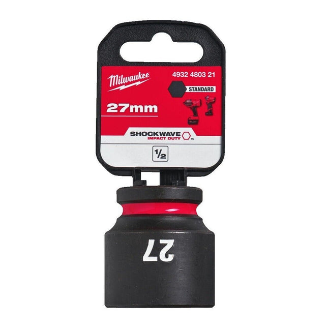 MILWAUKEE 27MM Shockwave impact duty 1/2" DRIVE impact socket 38.2mm diameter 4932480321 - MonkeyTools