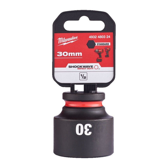 MILWAUKEE 30MM Shockwave impact duty 1/2" DRIVE impact socket 42.8mm diameter 4932480324 - MonkeyTools