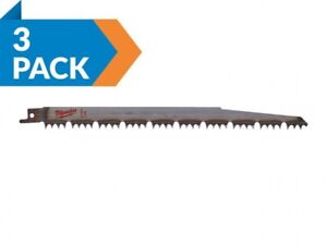Milwaukee 48001077 240mmx4/5TPI Sawzall Wood & Plastic Reciprocating Blade 3 Pk - MonkeyTools