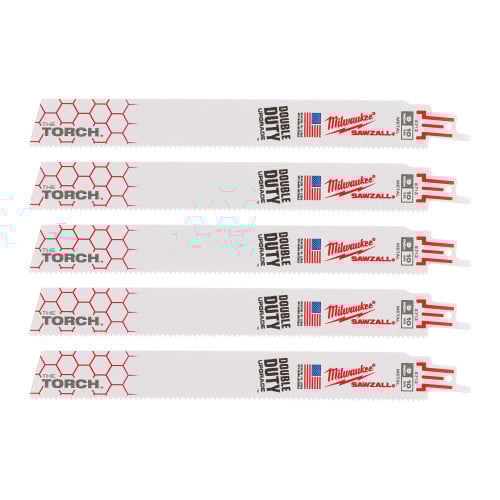 Milwaukee 48004713 230mm Heavy Duty TORCH Sawzall Blades 5pk Bi-Metal Robust - MonkeyTools