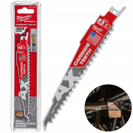 Milwaukee 48005221 Sawzall Blade TCT AX 150mm - MonkeyTools