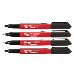 Milwaukee 48223154 INKZALL™ Ultra Fine Tip Marker Black (Pack 4) - MonkeyTools