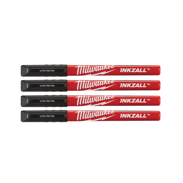 Milwaukee 48223164 - INKZALL Jobsite Fine Tip Black Pens - 4pc - MonkeyTools