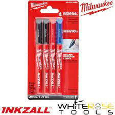 Milwaukee 48223165 INKZALL Ultra Fine Tip Pen Assorted Colours (Pack 4) - MonkeyTools