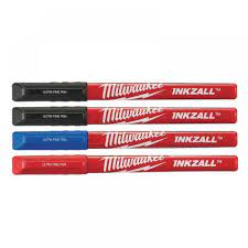 Milwaukee 48223165 INKZALL Ultra Fine Tip Pen Assorted Colours (Pack 4) - MonkeyTools
