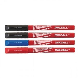 Milwaukee 48223165 INKZALL Ultra Fine Tip Permanent Marker Pens 4 Pack Coloured 0.6mm Tip - MonkeyTools