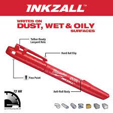 Milwaukee 48223170 Inkzall Jobsite Fine Point Red Marker Pen - Single - MonkeyTools