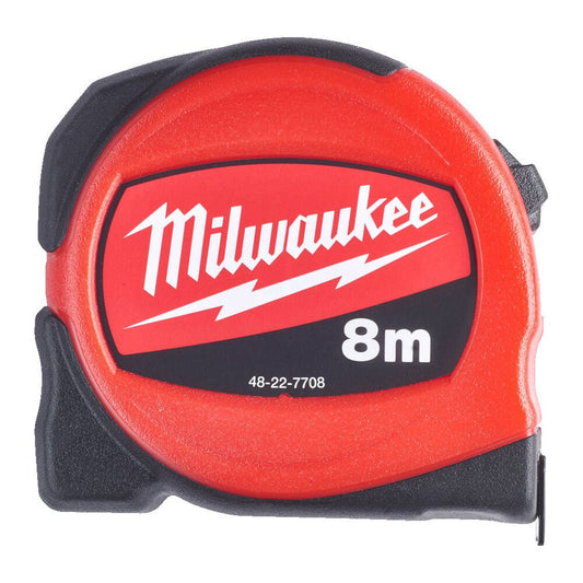 MILWAUKEE 48227708 SLIMLINE TAPE MEASURE S8/25 METRIC ONLY 8M - MonkeyTools